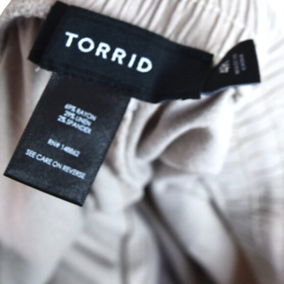 Torrid Beige Wide Leg Pants Size 4X Linen Blend Drawstring Minimalist Workwear - Picture 5 of 8